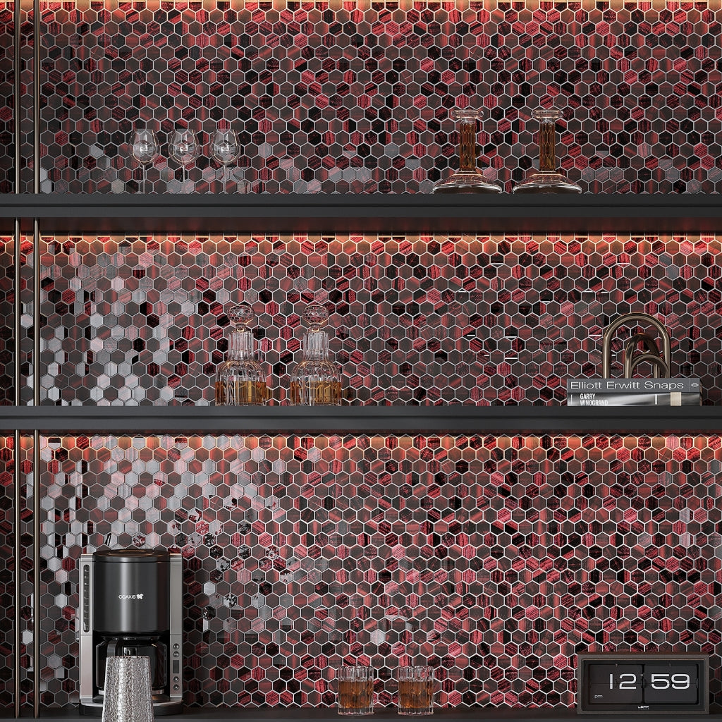 Berry Red 11 x 11 Glossy, Matte Glass Mosaic Tile