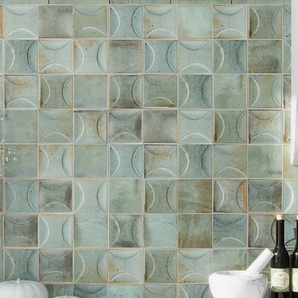 Sage Green 4 x 4 Glossy Ceramic Square Tile