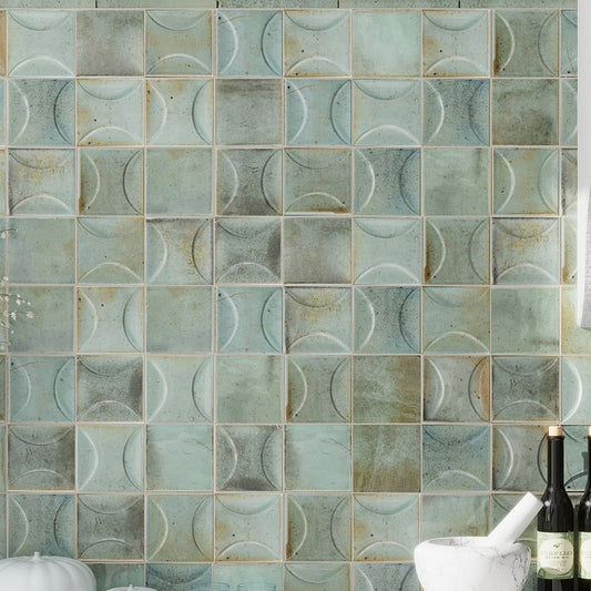 Sage Green 4 x 4 Glossy Ceramic Square Tile