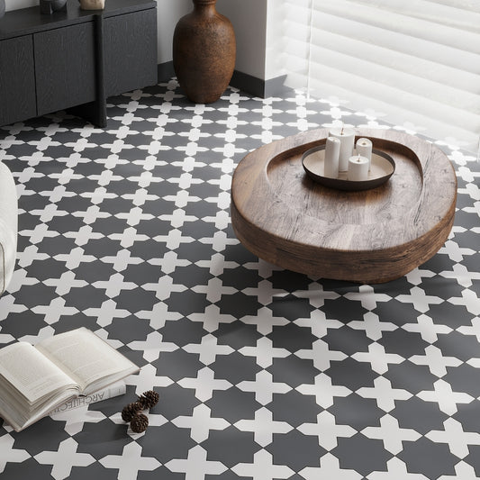 Graphite Black 7 x 7 Matte Porcelain Star Tile