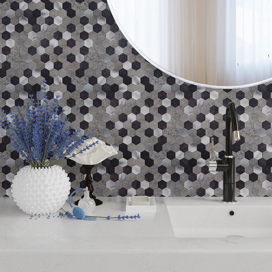 Silver 11 x 11 Honed PVC Peel and Stick Tile - Sample