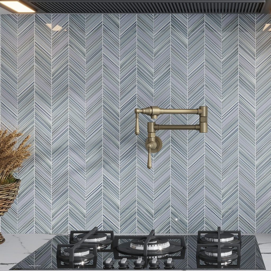 Blue and Gray 10 x 10 Glossy, Matte Glass Mosaic Tile