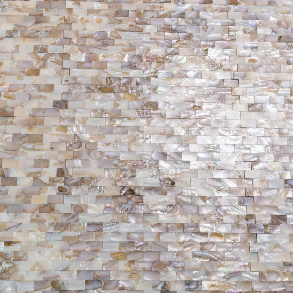 White, Beige 12 x 12 Polished Shell, Mother of Pearl Mosaic Tile