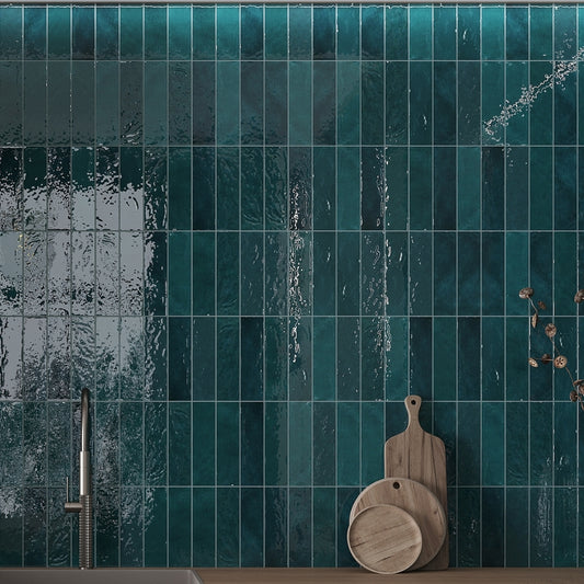 Ocean Green 2.5 x 8 Glossy Ceramic Subway Tile