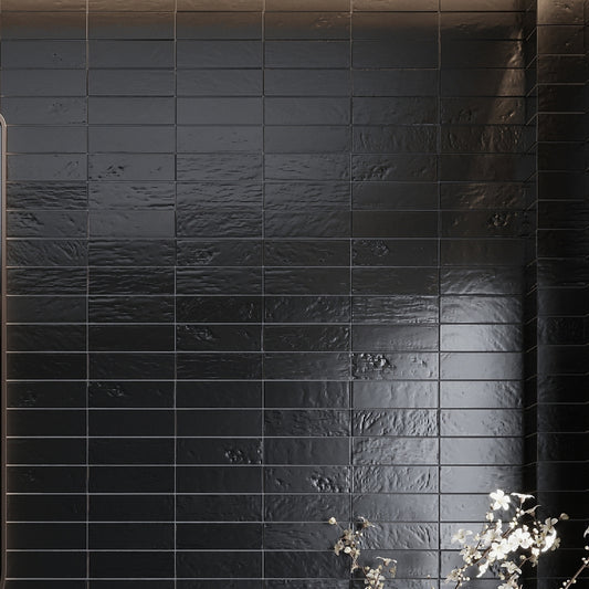 Black 2.5 x 8 Glossy, Matte Ceramic Subway Tile
