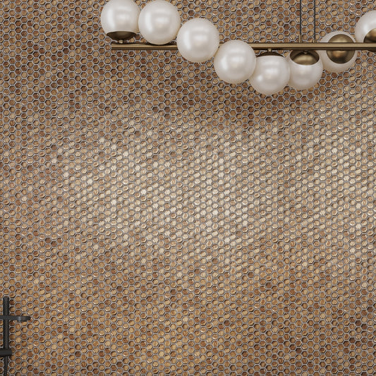 Gold 11 x 11 Glossy Hexagon Glass Mosaic Tile