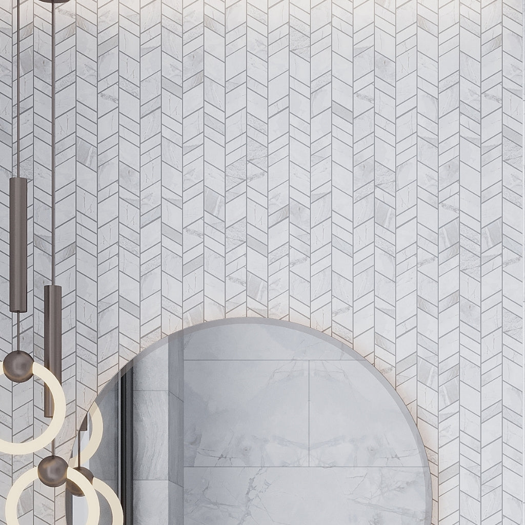 Light Grey and White 16 x 48 Matte Ceramic Large Tile