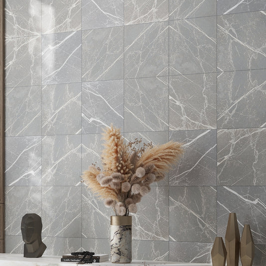Ash Gray 12x12 Matte Porcelain Marble-look Vein Tile