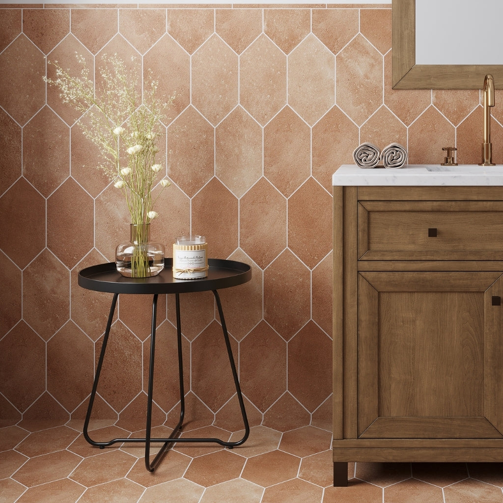 Terracotta 7 x 7 Matte Porcelain Cross Tile