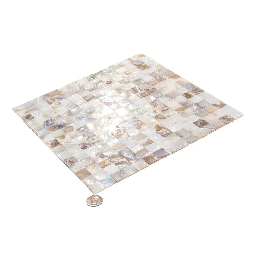 White, Beige 12 x 12 Polished Shell, Mother of Pearl Mosaic Tile - Sample