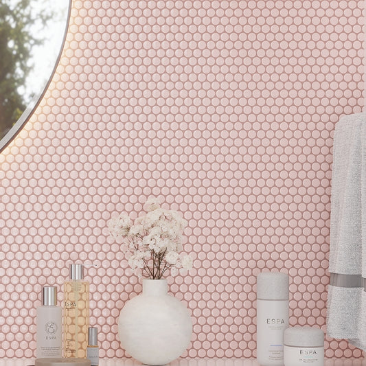 Nude Pink 12 x 12 Glossy Porcelain Mosaic Tile
