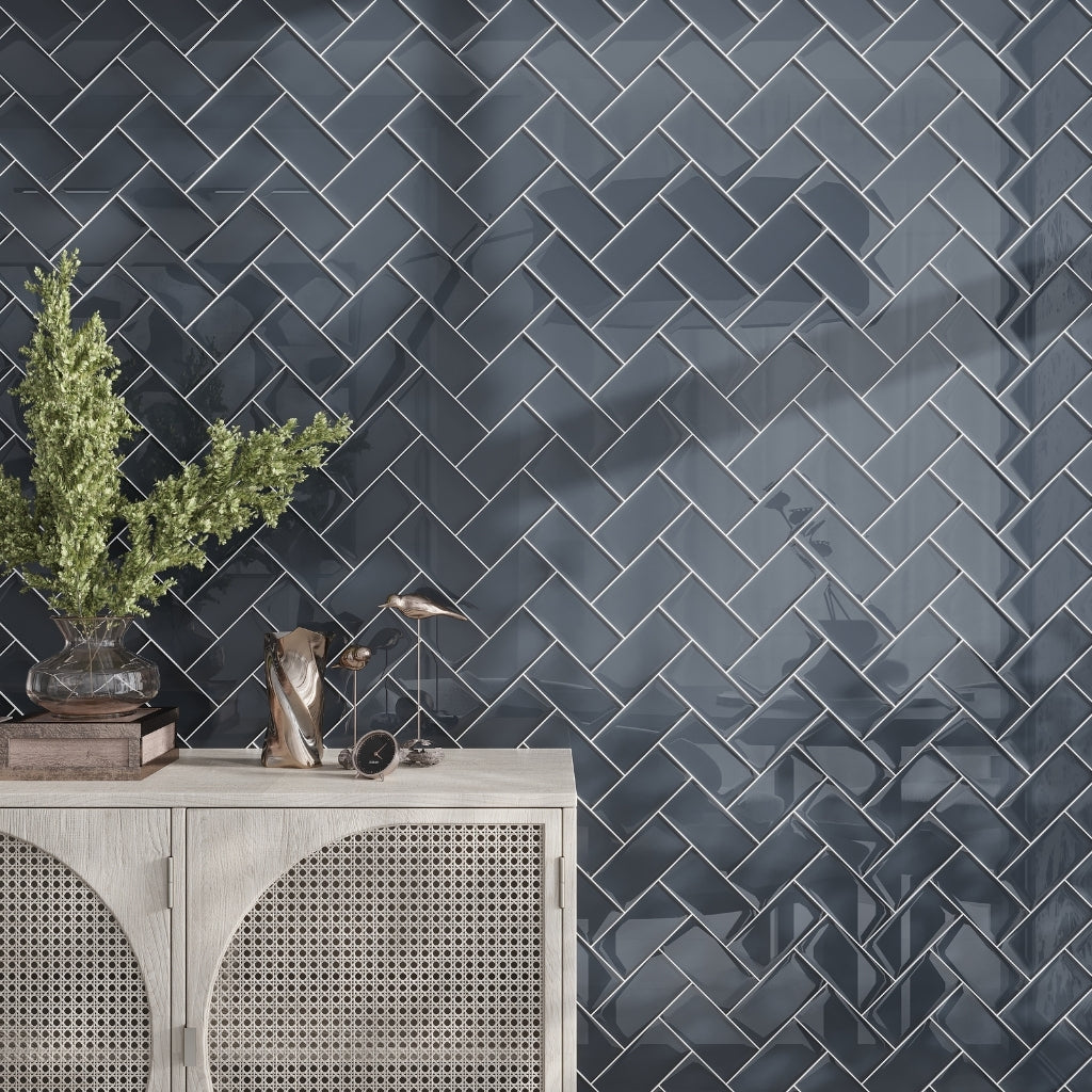 Coin Gray 3 x 6 Glossy Glass Subway Tile