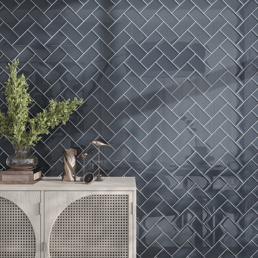 Coin Gray 3 x 6 Glossy Glass Subway Tile