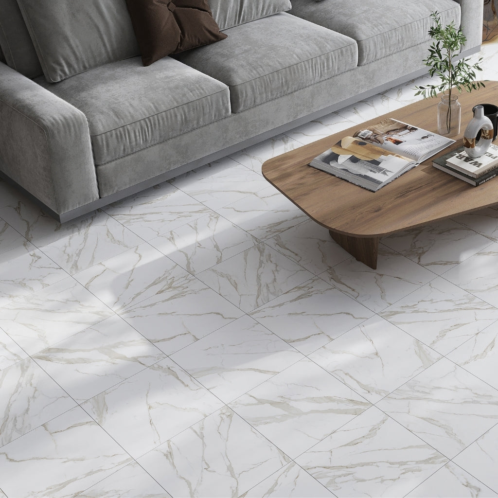 Beige 12x12 Matte Porcelain Marble-look Vein Tile