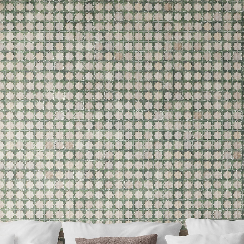 Russian Green and Beige 12 x 22 Matte and Glossy Porcelain Large Tile