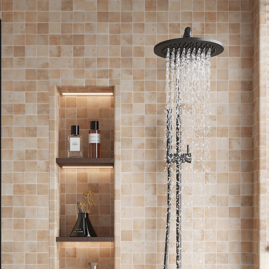 Clay Beige 12x12 Matte Recycled Glass Square Mosaic Tile