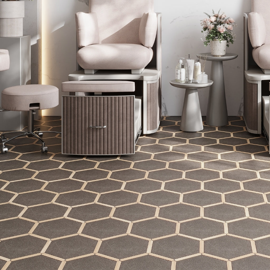 Jet Black and Brown 9 x 10 Matte Porcelain Hexagon Tile