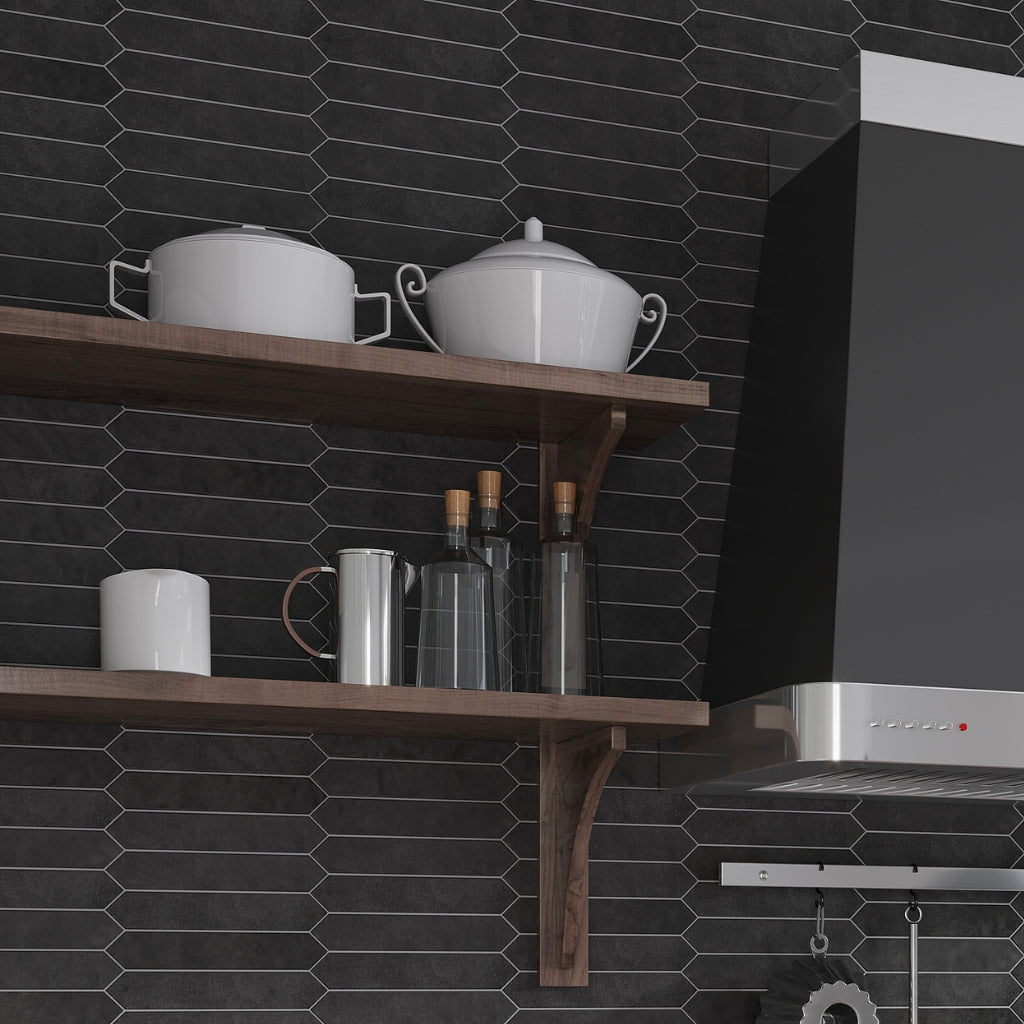 Black 2 x 10 Ceramic Matte Picket Tile