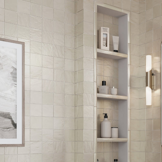 Beige 4 x 4 Glossy, Matte Ceramic Square Tile