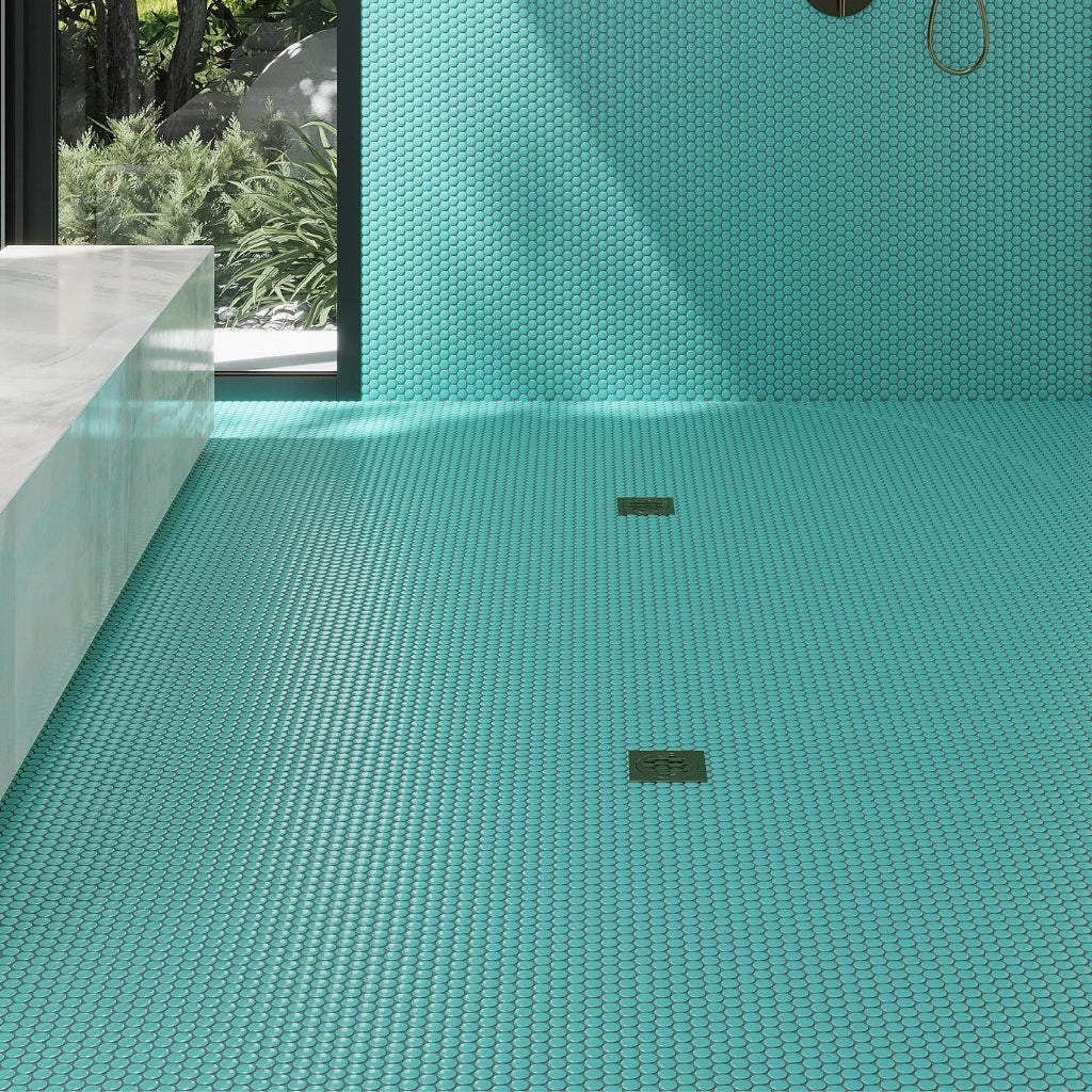Turquoise 12 x 12 Glossy Porcelain Mosaic Tile