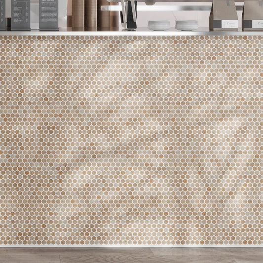 Clay Beige 12x12 Matte Recycled Glass Round Mosaic Tile