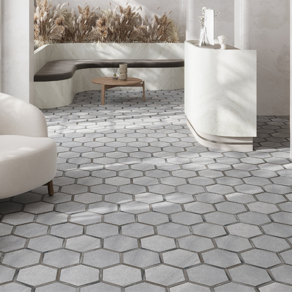 Fossil Gray 9 x 10 Matte Porcelain Hexagon Tile
