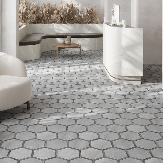 Fossil Gray 9 x 10 Matte Porcelain Hexagon Tile