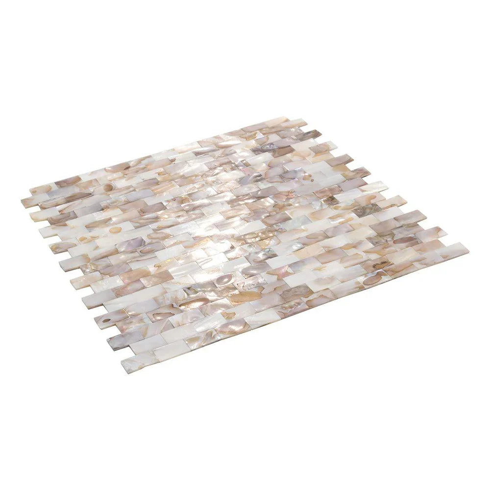 White, Beige 12 x 12 Polished Shell, Mother of Pearl Mosaic Tile