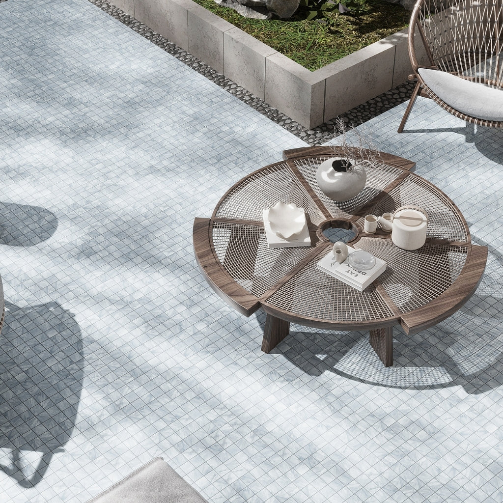 Smoke Blue 12x12 Matte Gres Porcelain Square Mosaic Tile