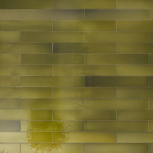 Olive Green 2.6 x 16 Glossy Ceramic Subway Tile