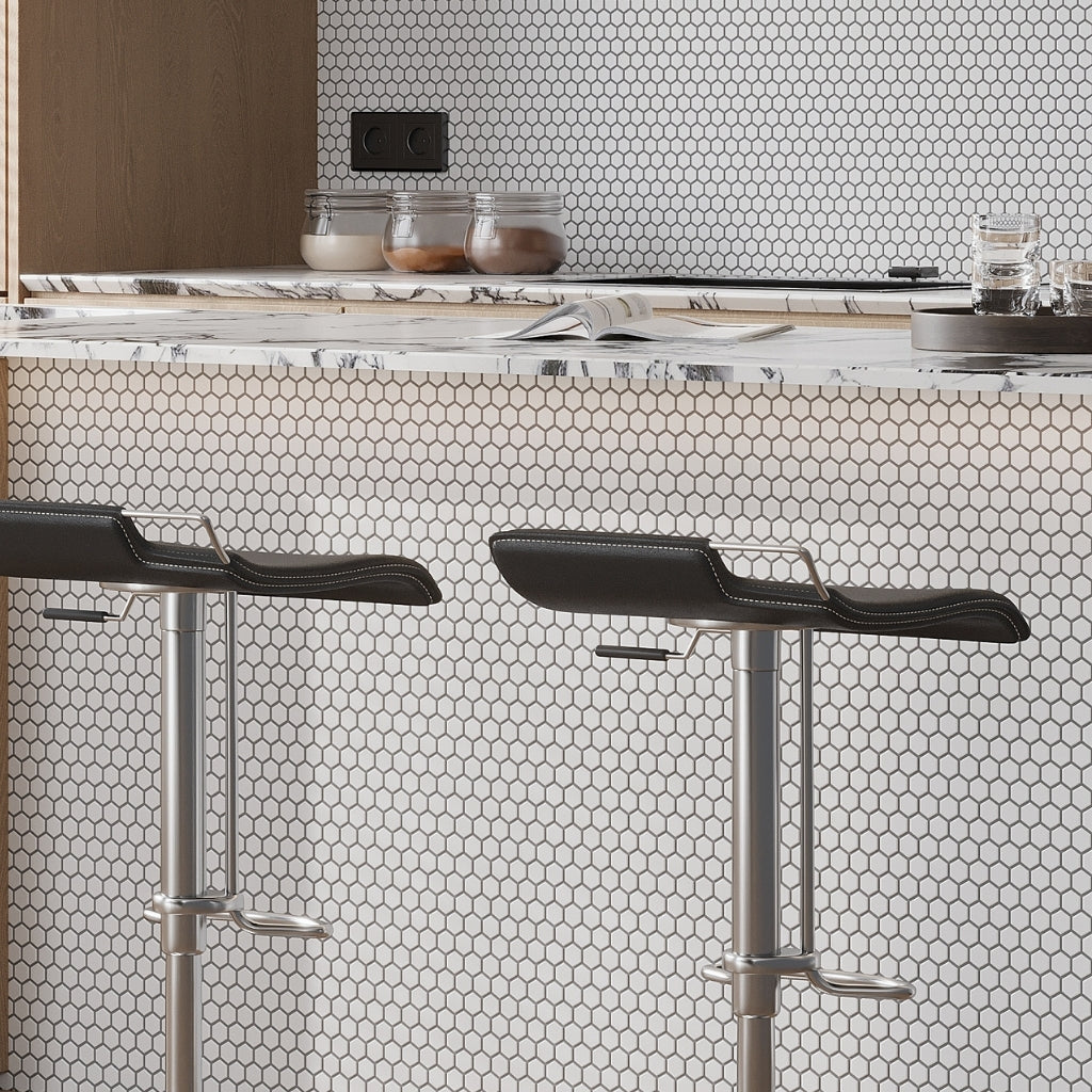 White 10 x 12 Matte Porcelain Mosaic Tile
