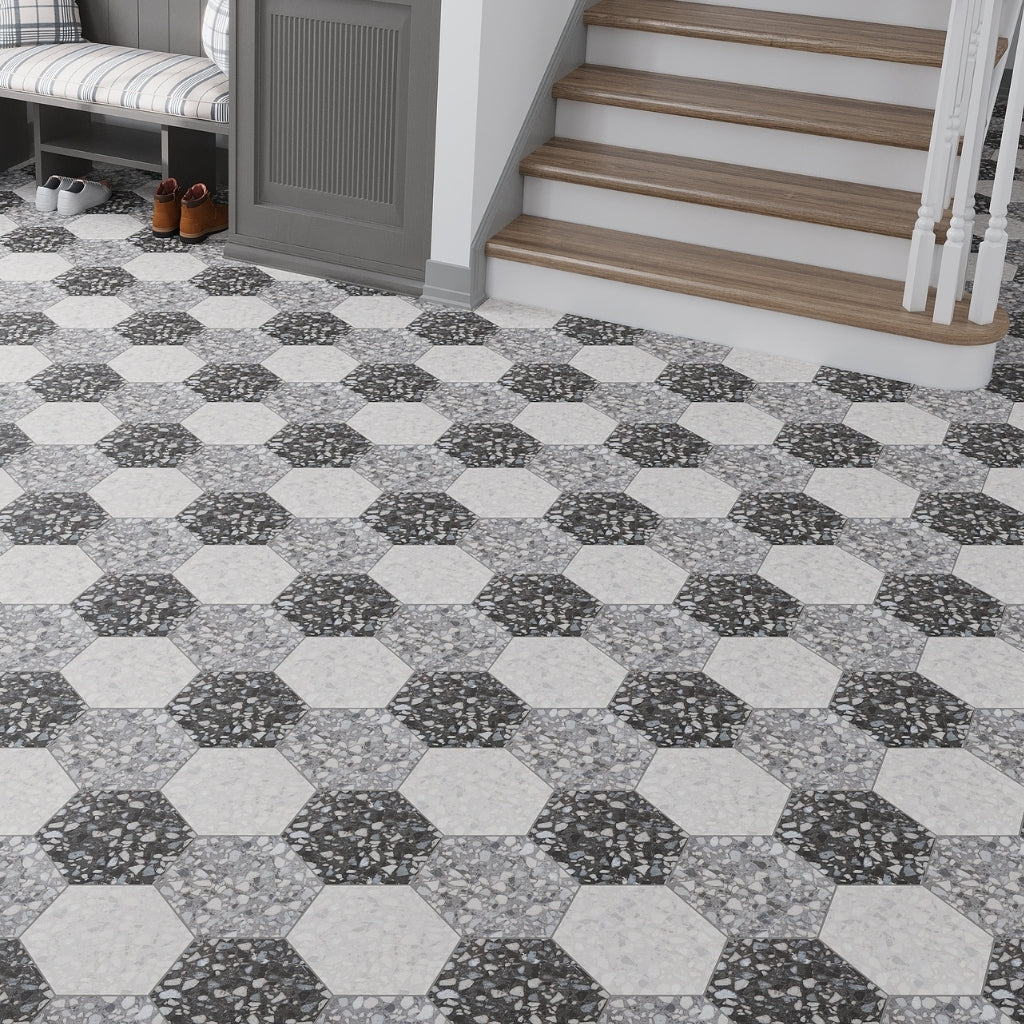 Charcoal Black 9 x 11 Matte Porcelain Hexagon Tile