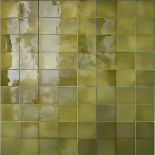 Olive Green 4 x 4 Glossy Ceramic Tile