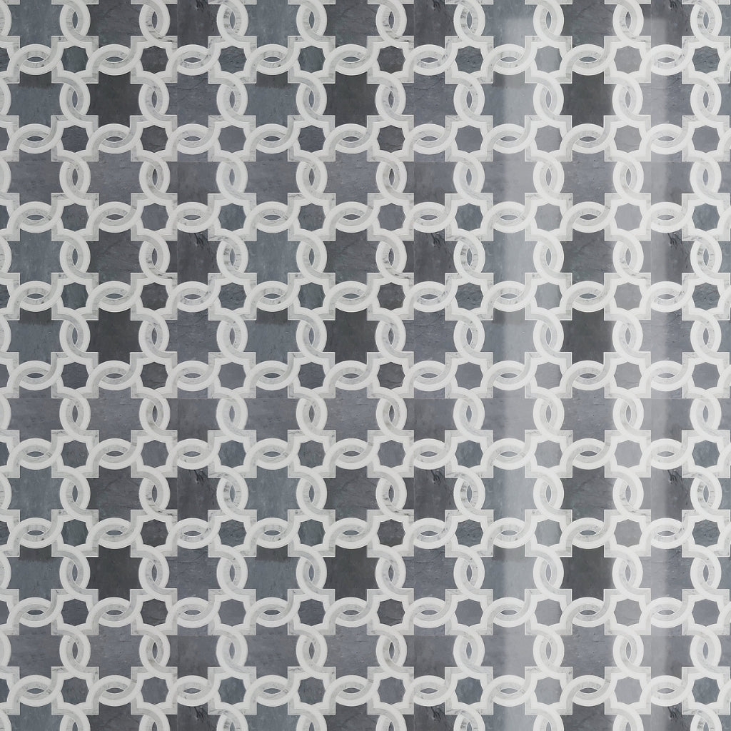 Carrrara, Eastern Grey, Thassos 12 x 12 Polished Marble Mosaic Tile