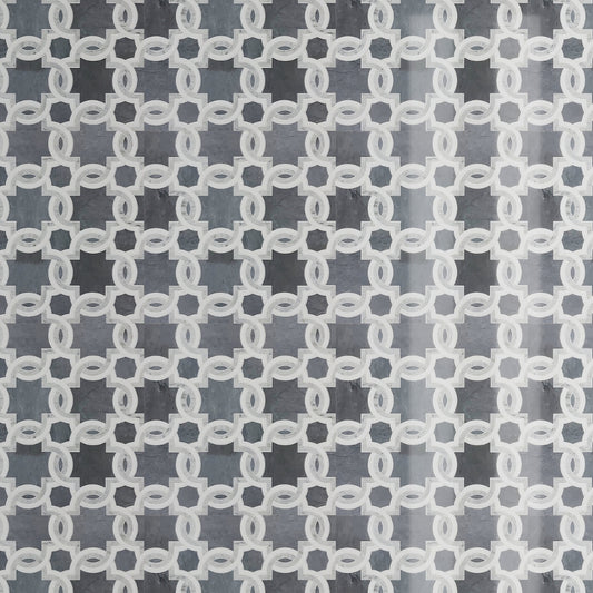 Carrrara, Eastern Grey, Thassos 12 x 12 Polished Marble Mosaic Tile