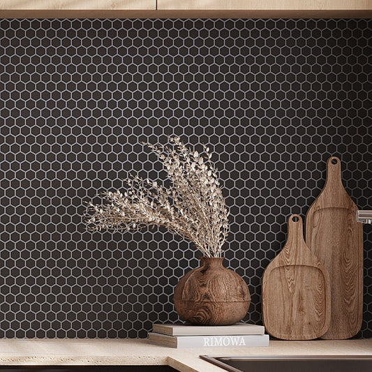 Black 10 x 12 Matte Porcelain Mosaic Tile