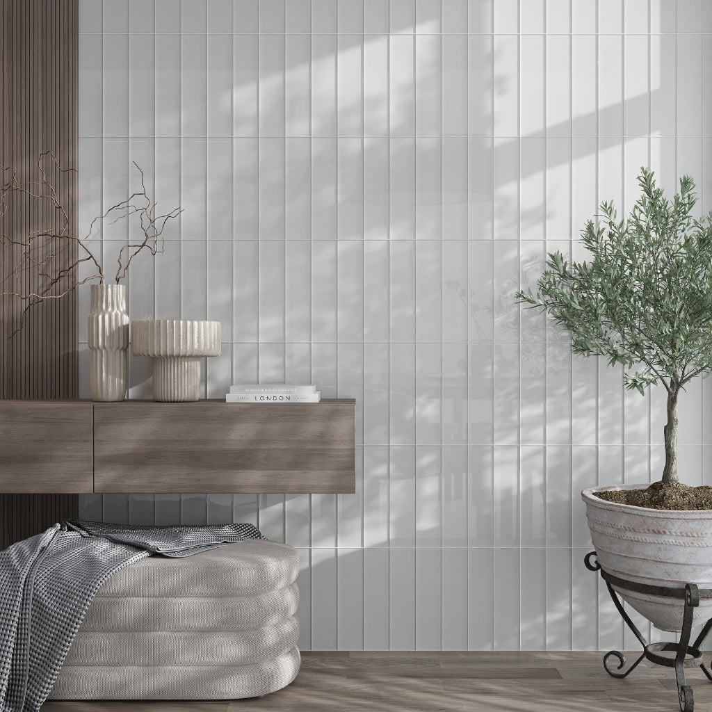 Warm Greige 4 x 16 Glossy Glass Subway Tile