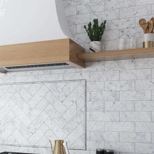 White 4 x 16 Honed Bianco Carrara Marble Subway Tile