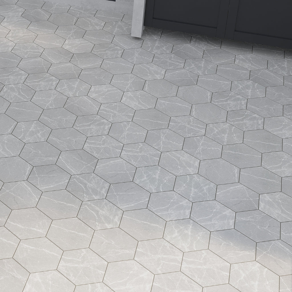 Light Gray 8 x 9 Matte Porcelain Hexagon Tile