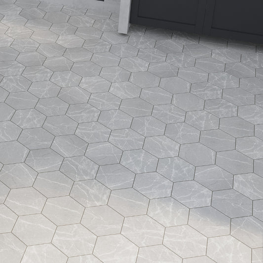 Light Gray 8 x 9 Matte Porcelain Hexagon Tile