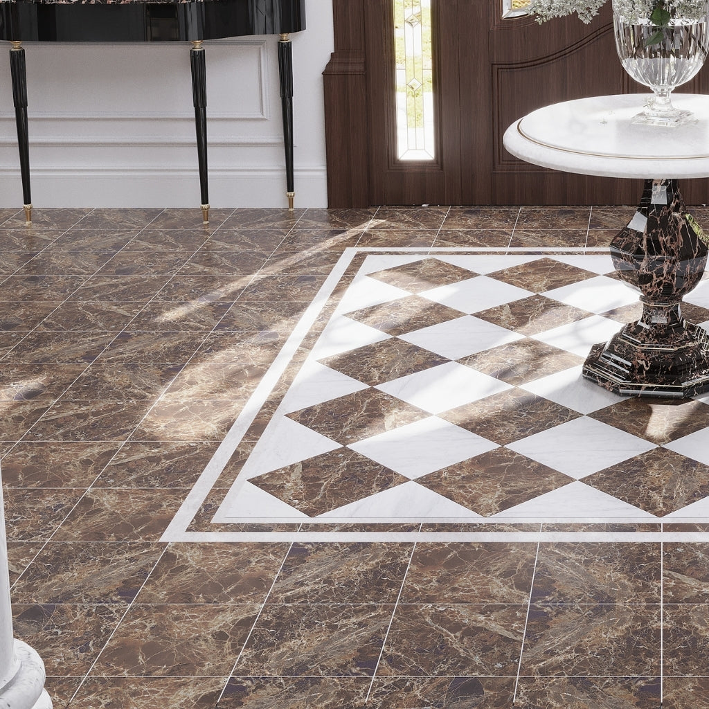 Bruno Brown 12x12 Matte Porcelain Marble-look Vein Tile