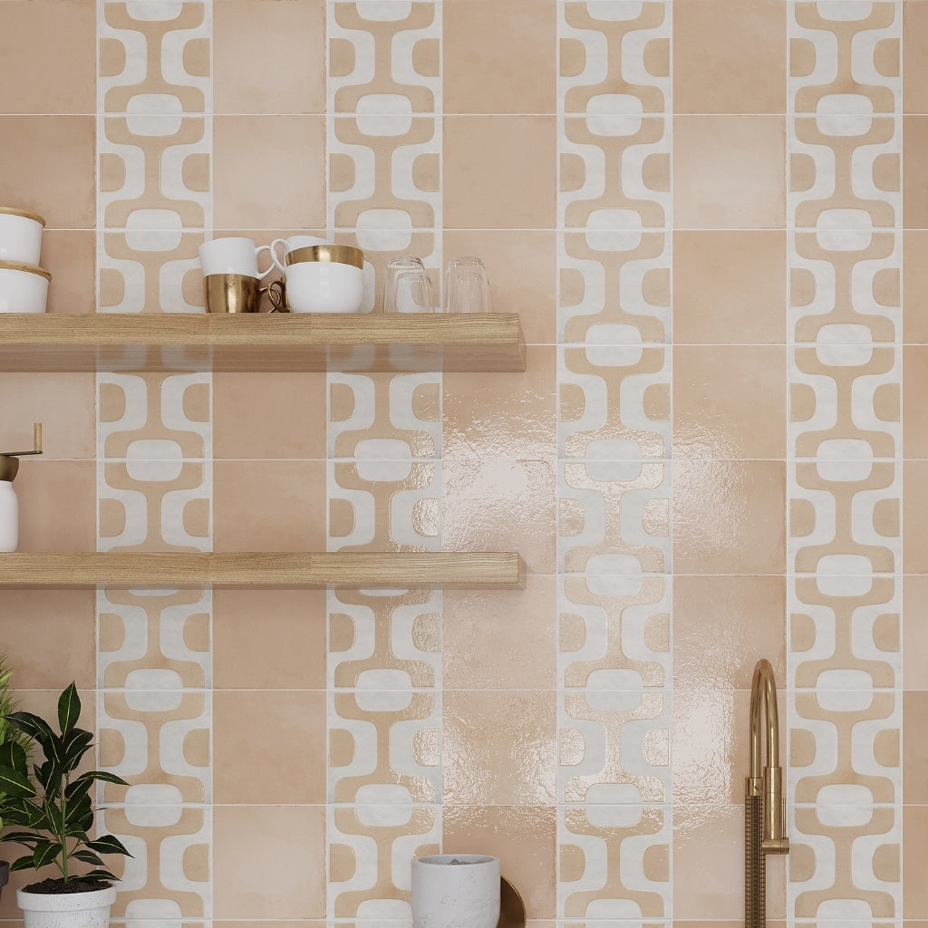 White Terracotta 8x8 Matte, Glossy Porcelain Square Motif Tile