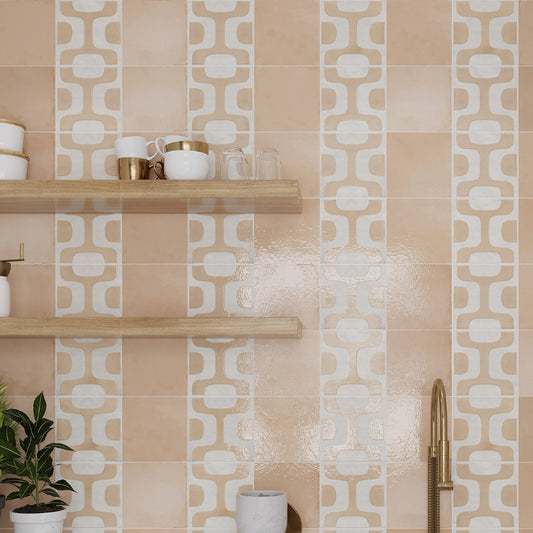 White Terracotta 8x8 Matte, Glossy Porcelain Square Motif Tile