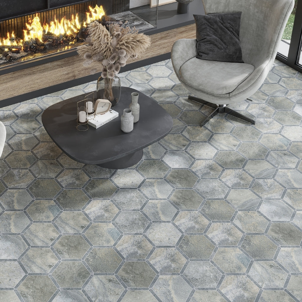 Slate Gray 9 x 10 Matte Porcelain Hexagon Tile