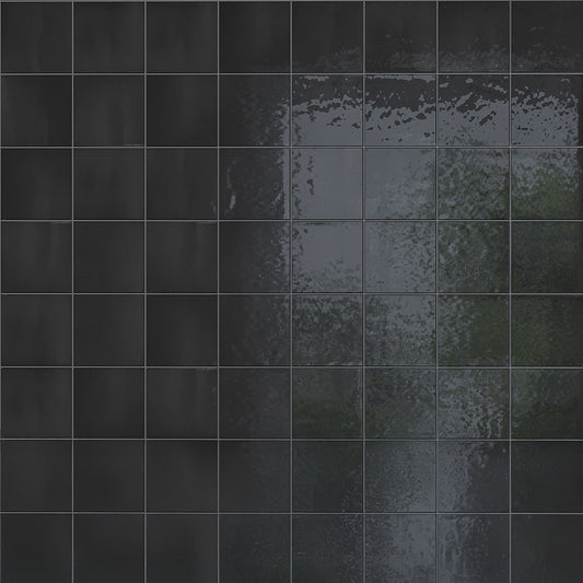 Black 4 x 4 Glossy Ceramic Tile