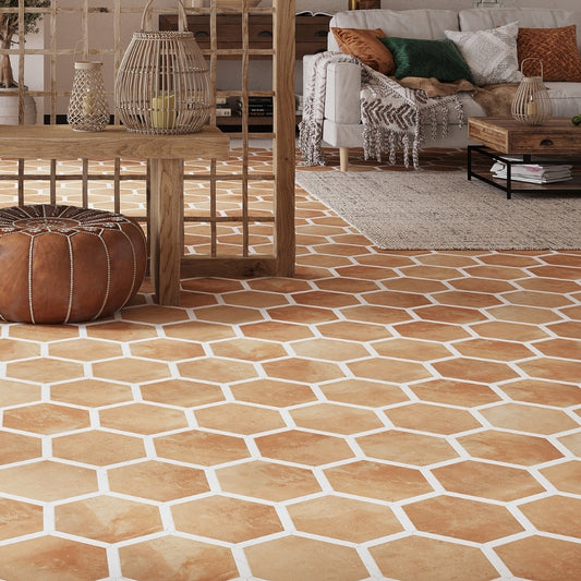 Terra Mauve and White 9 x 10 Matte Porcelain Hexagon Tile