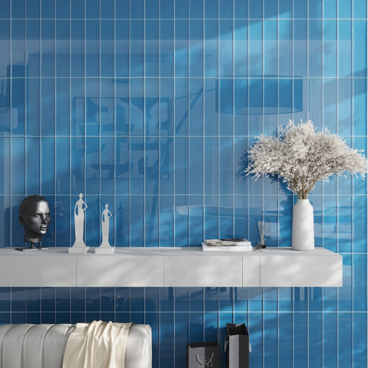 Cerulean Blue 4 x 16 Glossy Glass Subway Tile