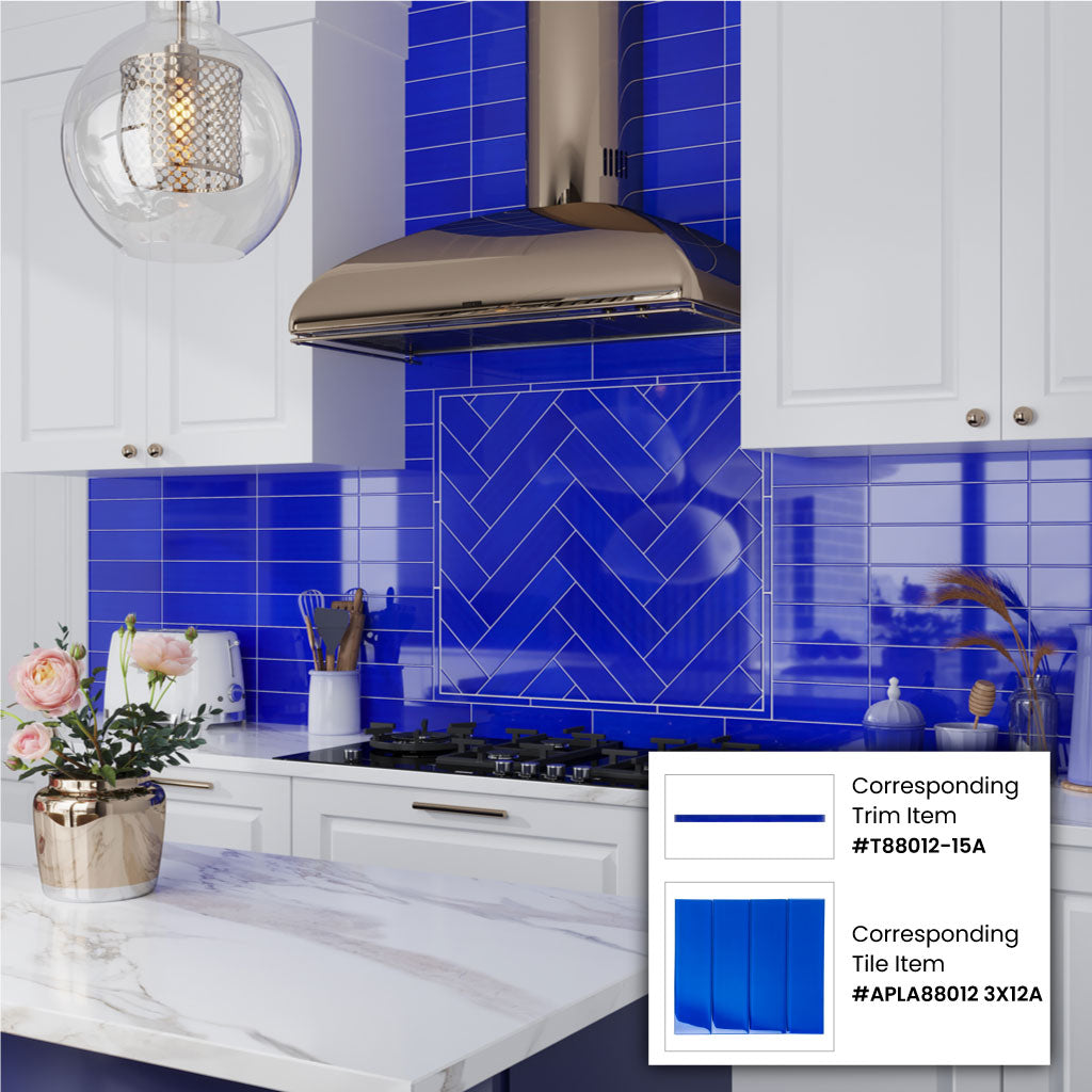 Cobalt Blue 3 x 12 Glossy Glass Subway Tile