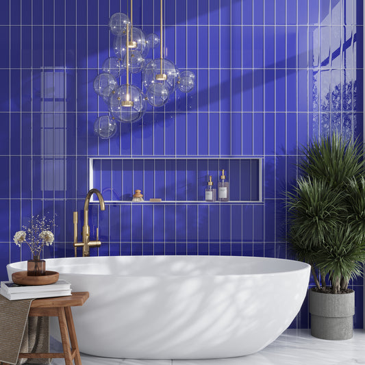 Cobalt Blue 3 x 12 Glass Glossy Subway Tile