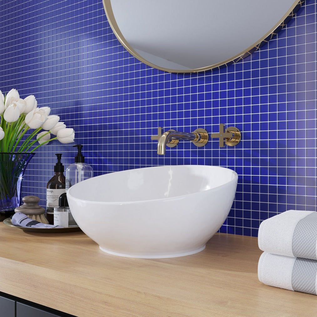 Cobalt Blue 12 x 12 Matte Glass Mosaic Tile